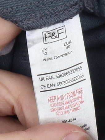 F&F Women’s Grey Cargo Stretch Cotton Twill Trousers Size 12