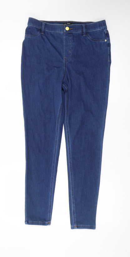 F&F Women Blue Skinny Jeans UK 12 Mid Rise Stretch Denim