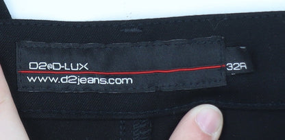 D2@D-Lux Men's Black Regular Fit Straight Jeans 32R