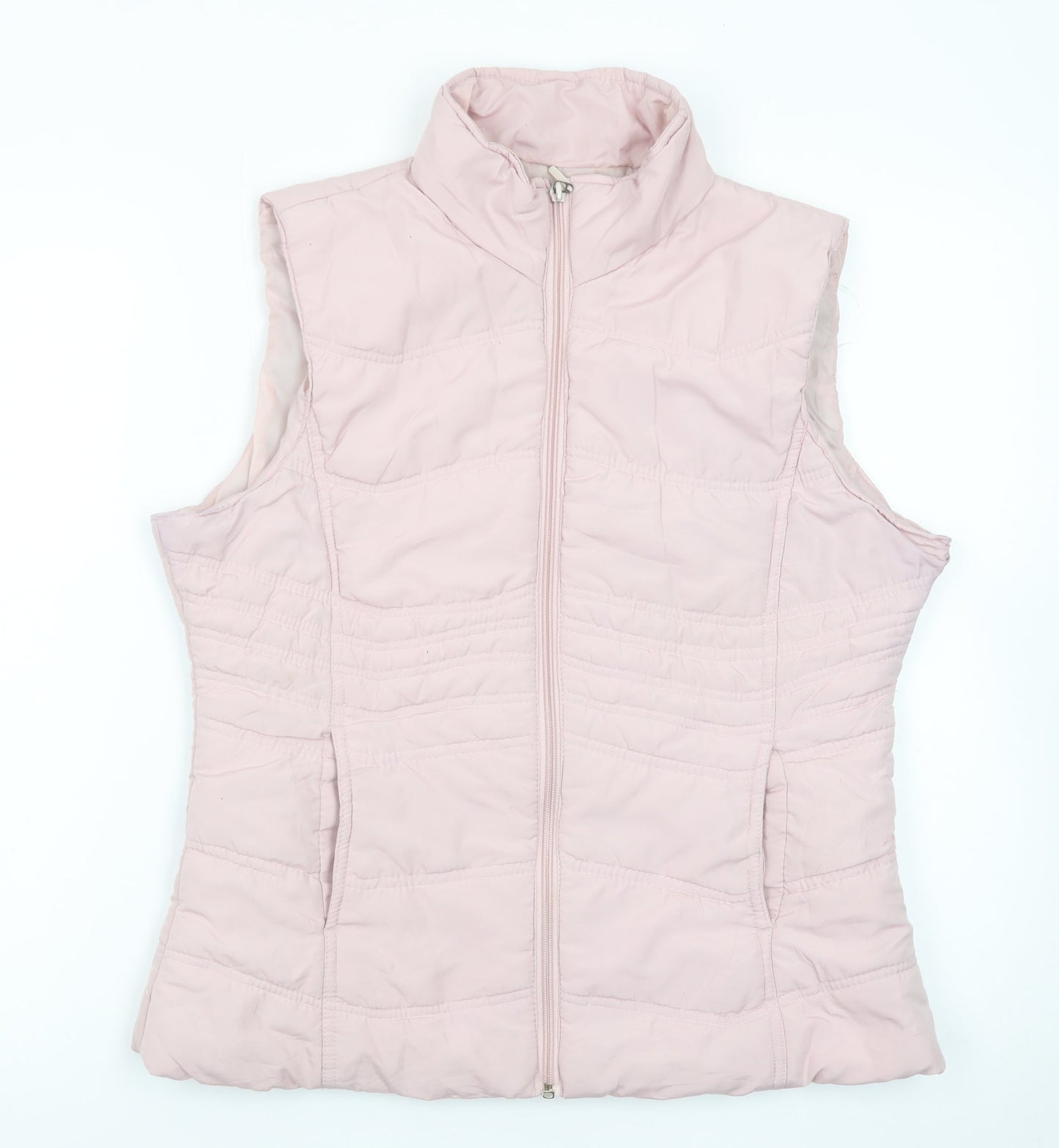 Paul Berman Womens Pink Puffer Waistcoat Size 12 Quilted Zip Lightweight