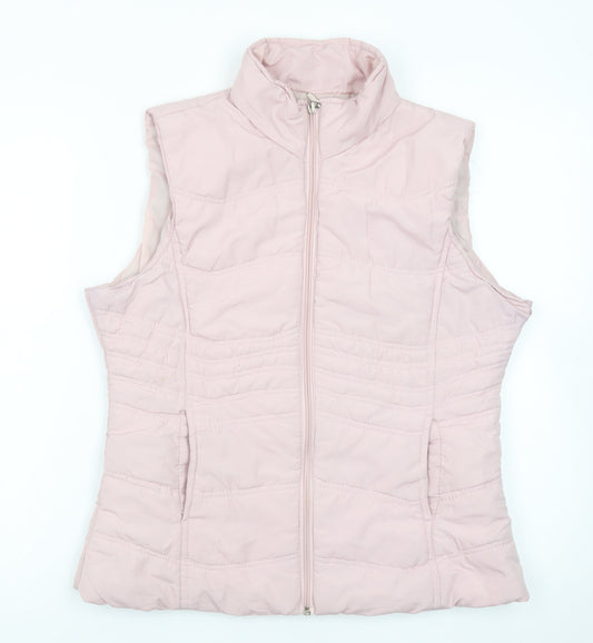 Paul Berman Womens Pink Puffer Waistcoat Size 12 Quilted Zip Lightweight