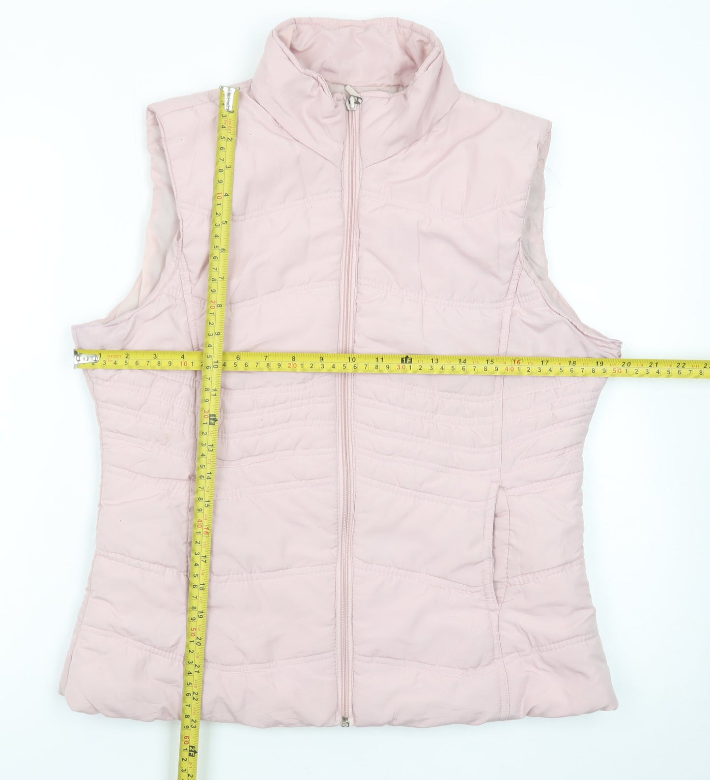 Paul Berman Womens Pink Puffer Waistcoat Size 12 Quilted Zip Lightweight