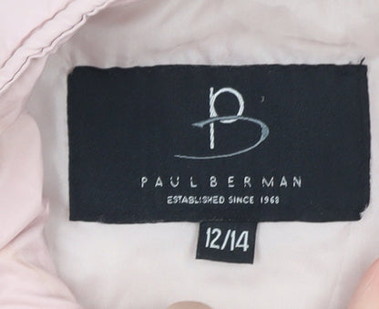 Paul Berman Womens Pink Puffer Waistcoat Size 12 Quilted Zip Lightweight