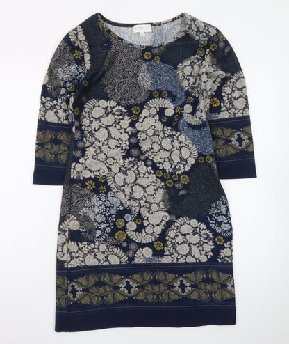 Apricot Women’s Blue Floral Shift Dress UK 10 3/4 Sleeve