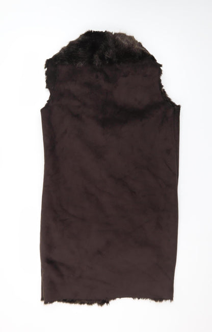 F&F Women’s Brown Faux Fur Lined Sleeveless Waistcoat Size 10