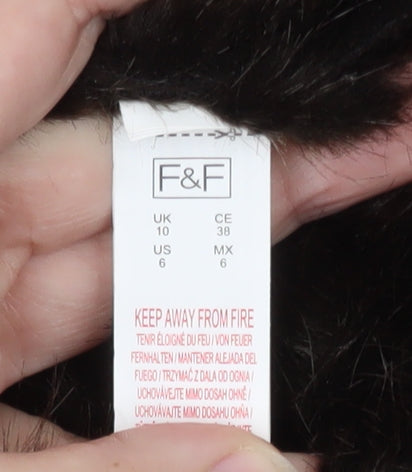 F&F Women’s Brown Faux Fur Lined Sleeveless Waistcoat Size 10