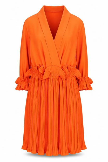 PrettyLittleThing Women’s Orange Wrap Ruffle Party Dress Size 4