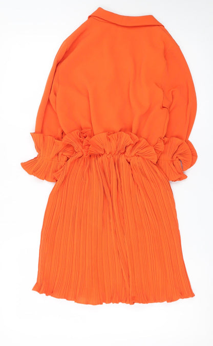 PrettyLittleThing Women’s Orange Wrap Ruffle Party Dress Size 4