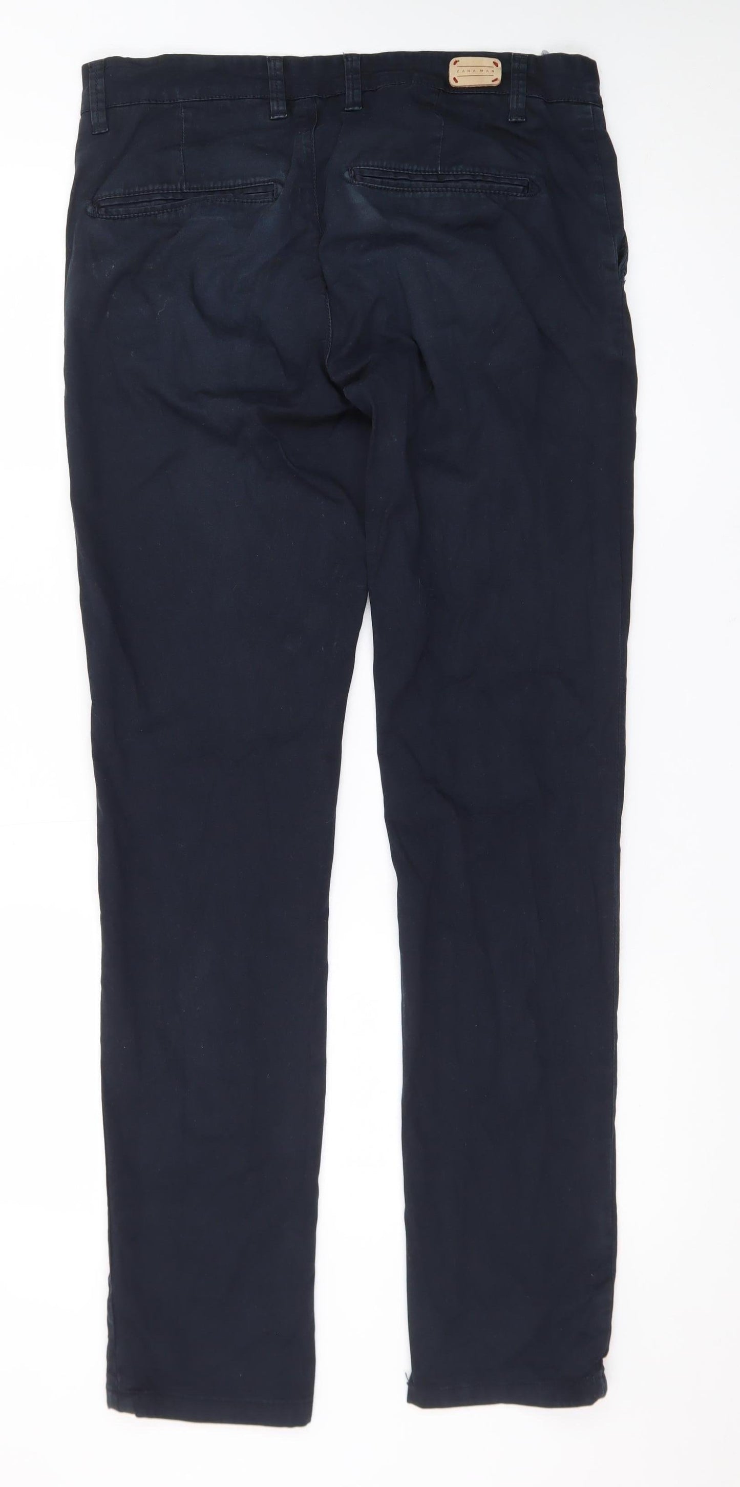 Zara Man Blue Slim Fit Chino Trousers Men's 31W Straight Casual
