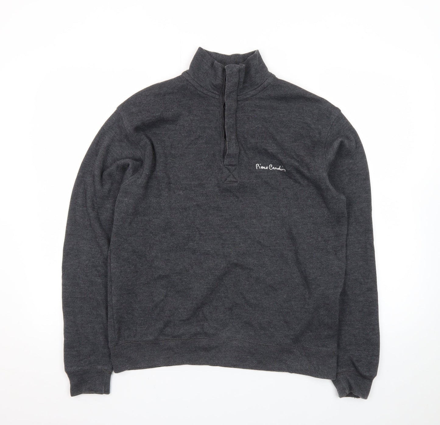 Pierre Cardin Men's Grey 1/4 Zip High Neck Cotton Jumper Size S