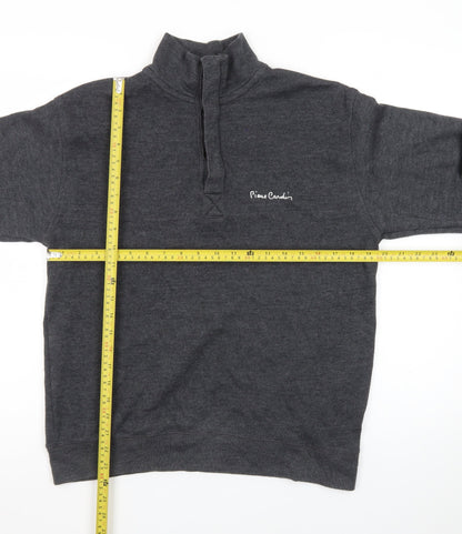 Pierre Cardin Men's Grey 1/4 Zip High Neck Cotton Jumper Size S
