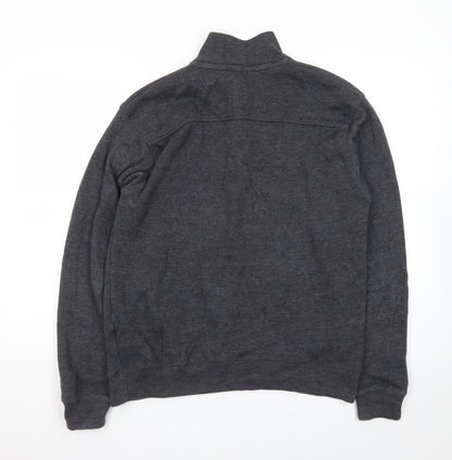 Pierre Cardin Men's Grey 1/4 Zip High Neck Cotton Jumper Size S