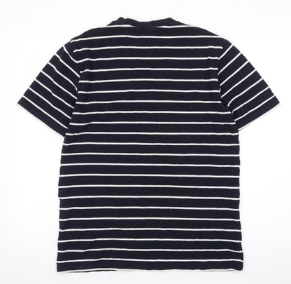 Next Men's Blue Striped Crew Neck Cotton Elastane T-Shirt Size L