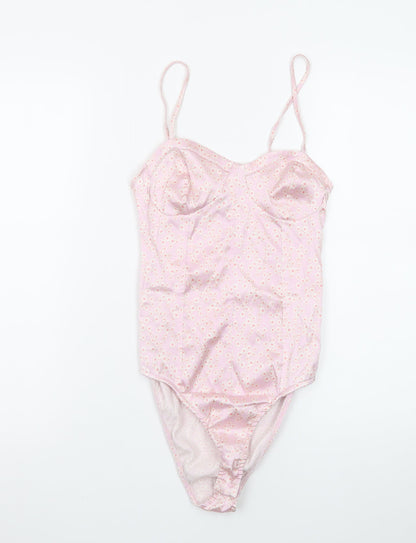 Zara Women Pink Floral Camisole Bodysuit Size 12 Slim Fit