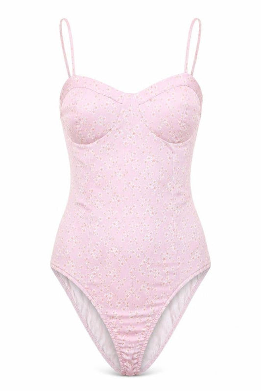 Zara Women Pink Floral Camisole Bodysuit Size 12 Slim Fit