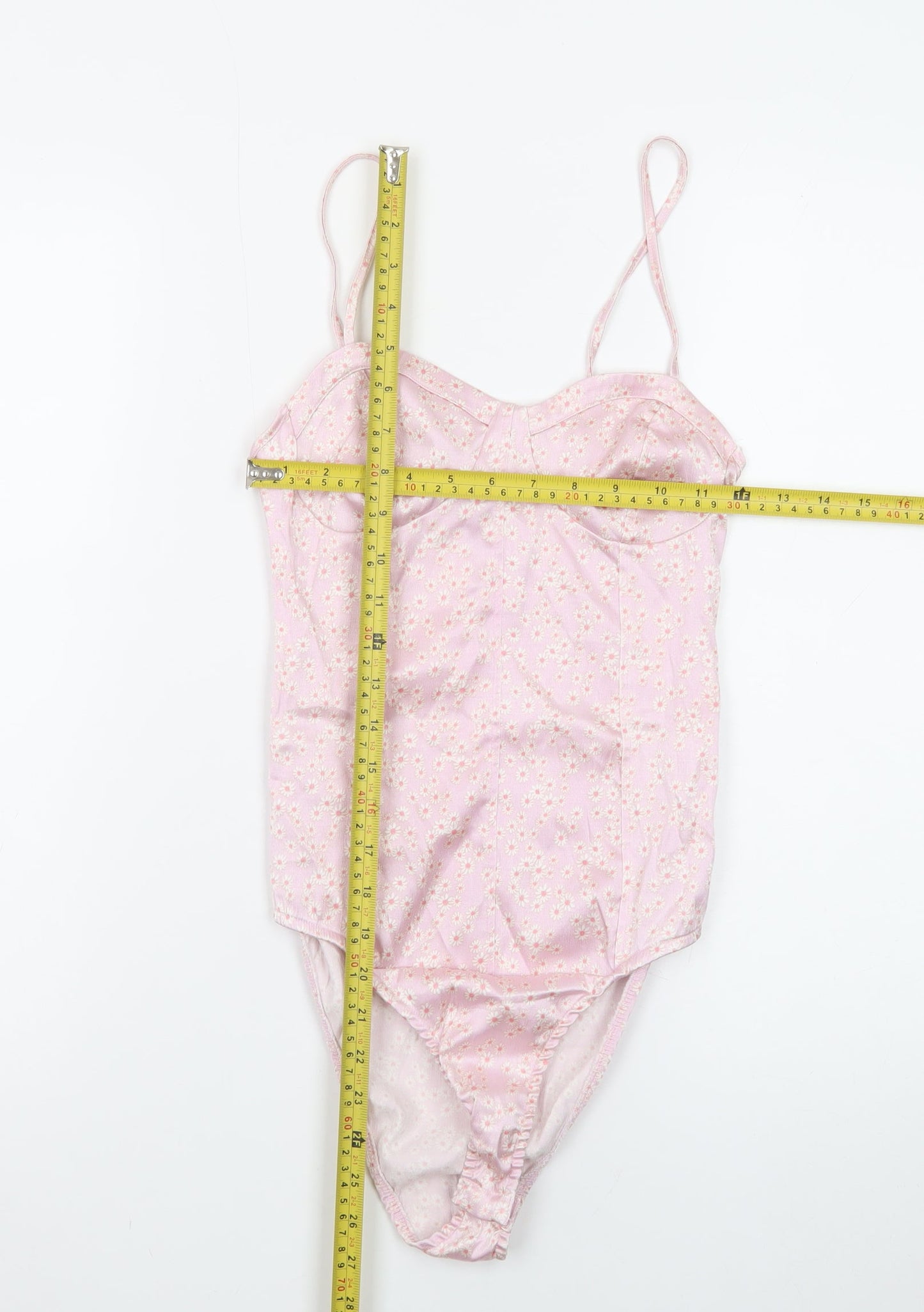 Zara Women Pink Floral Camisole Bodysuit Size 12 Slim Fit