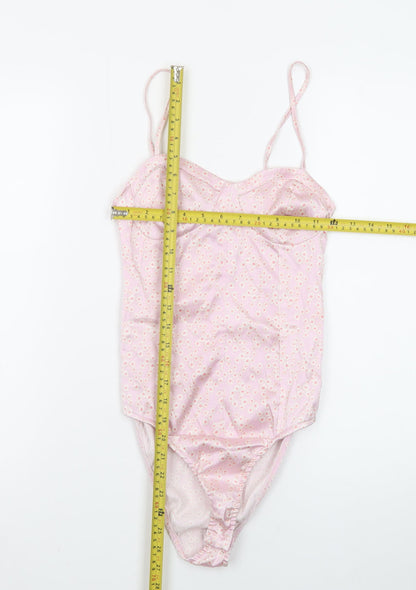 Zara Women Pink Floral Camisole Bodysuit Size 12 Slim Fit