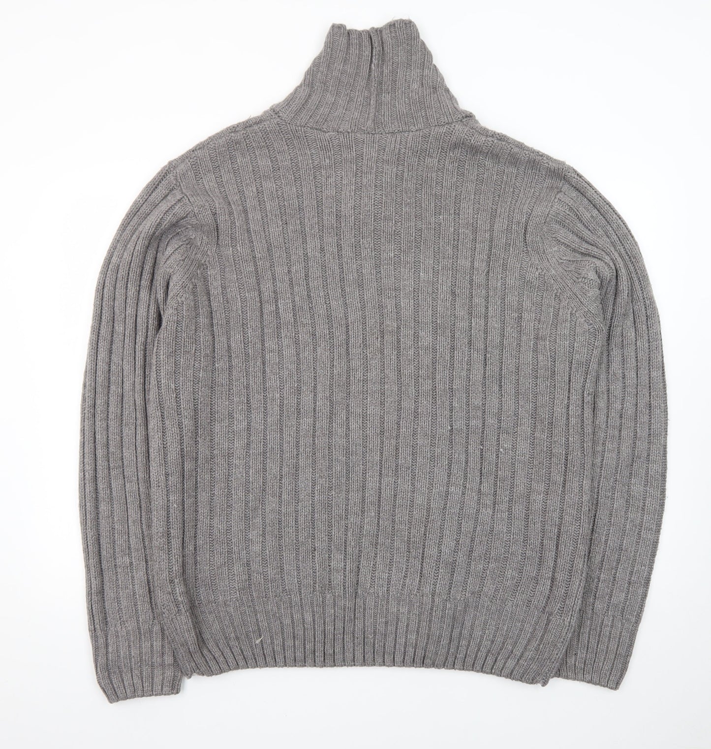 Lee Cooper Men's Grey 2XL Cable-Knit Shawl Collar Jumper