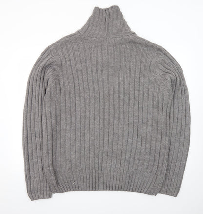 Lee Cooper Men's Grey 2XL Cable-Knit Shawl Collar Jumper