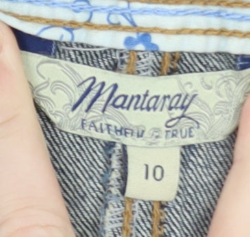 Mantaray Womens Blue Denim Embroidered Knee Length Skirt Size 10