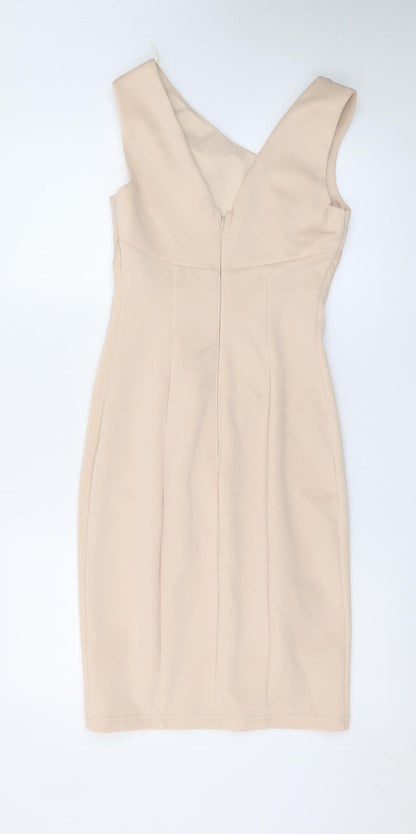 Lipsy Women’s Beige One Shoulder Bodycon Dress Size 8
