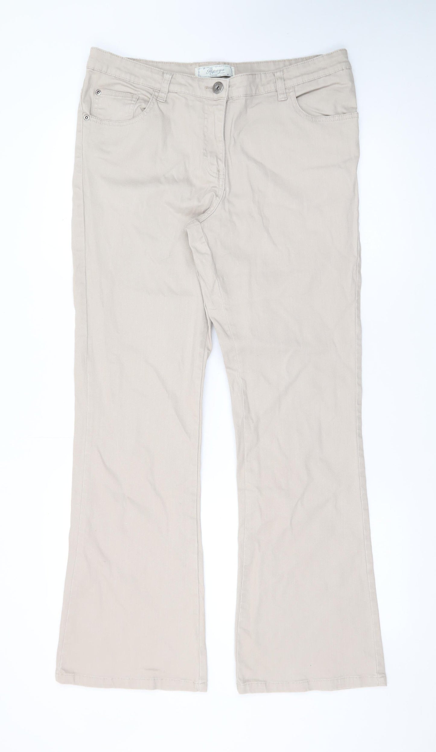 Papaya Women Beige Size 14 Bootcut Stretch Cotton Jeans