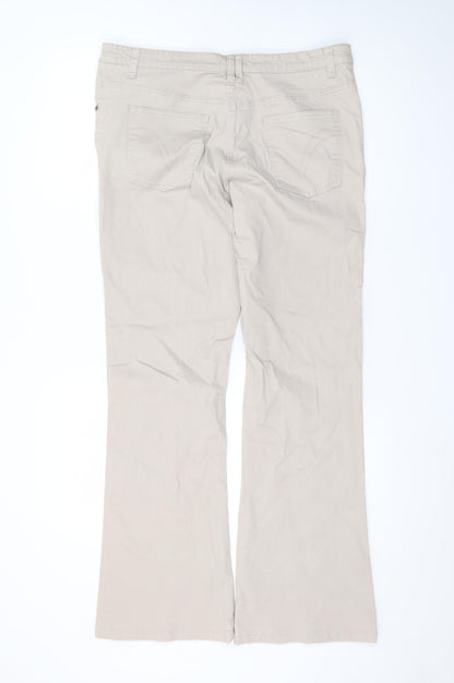 Papaya Women Beige Size 14 Bootcut Stretch Cotton Jeans