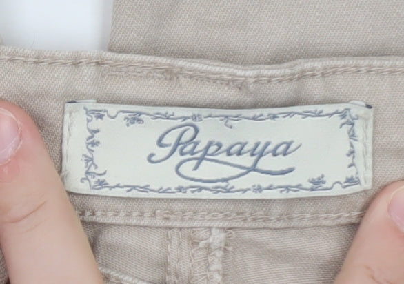 Papaya Women Beige Size 14 Bootcut Stretch Cotton Jeans
