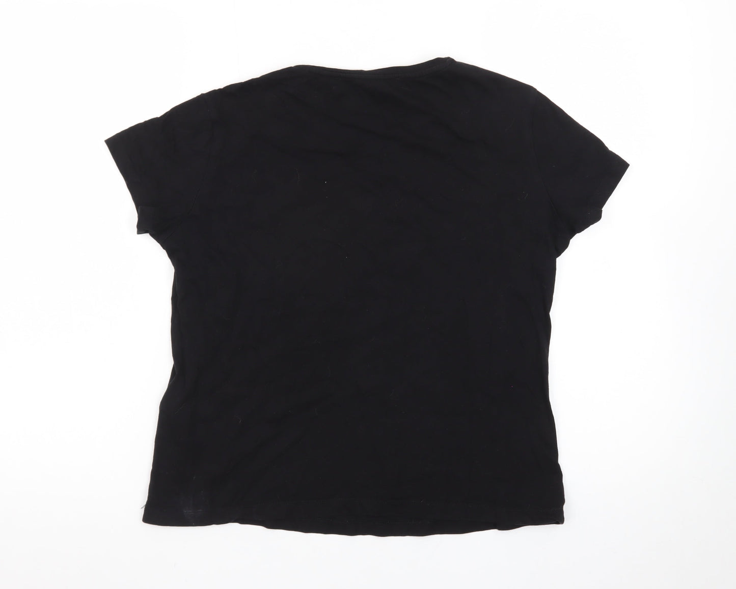 Guess Women’s Black Cotton Logo T-Shirt Size 4 Short Sleeve