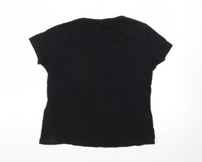 Guess Women’s Black Cotton Logo T-Shirt Size 4 Short Sleeve
