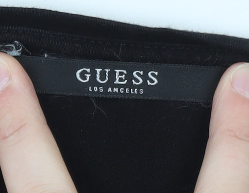 Guess Women’s Black Cotton Logo T-Shirt Size 4 Short Sleeve