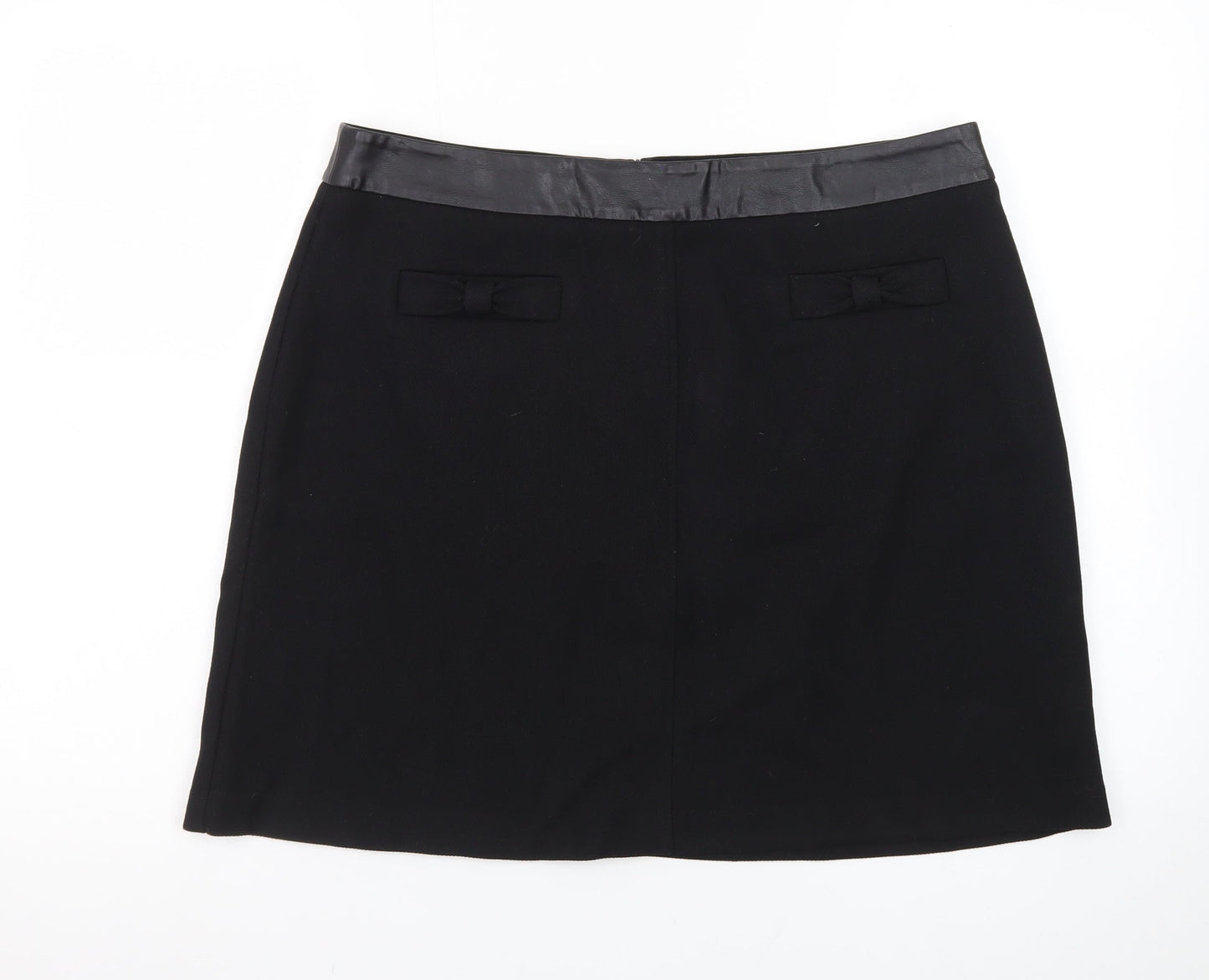 Oasis Women’s Black Size 16 Pencil Skirt with Bow Waist Detail