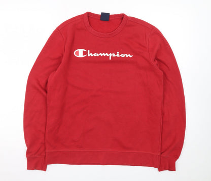 Champion Womens Red Crew Neck Pullover Sweatshirt Size L Classic Fit