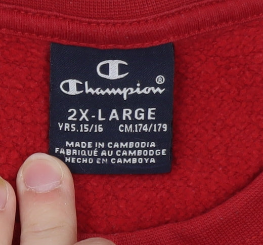 Champion Womens Red Crew Neck Pullover Sweatshirt Size L Classic Fit