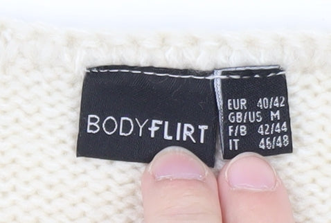 Bodyflirt Women’s Beige Black Brown Striped V-Neck Pullover Jumper M