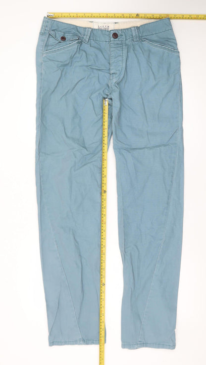 George Men’s Blue Chino Trousers 34W 33L Regular Fit Cotton