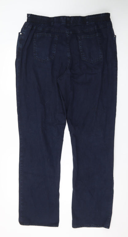 Marks and Spencer Men's Blue Straight Leg Stretch Jeans Size 20 Long