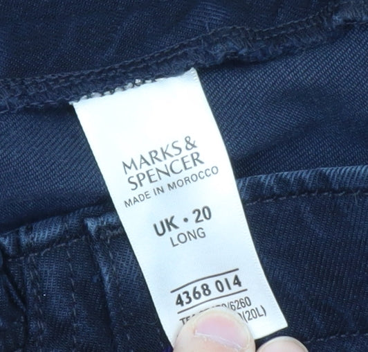 Marks and Spencer Men's Blue Straight Leg Stretch Jeans Size 20 Long