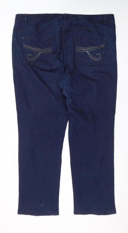 David Emanuel Women's Blue Size 20 Straight Leg Stretch Jeans