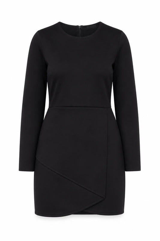 Front view of Missguided women’s black, size UK 14, bodycon long sleeve party dress