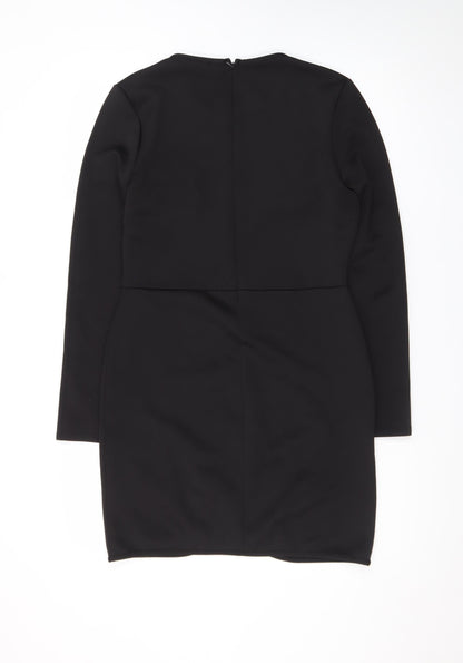 Missguided Womens Black Size 14 Bodycon Long Sleeve Party Dress