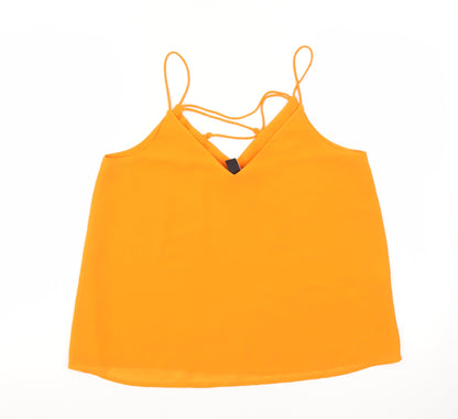 New Look Women's Orange Camisole Tank Top Size 10 V-Neck Spaghetti Strap