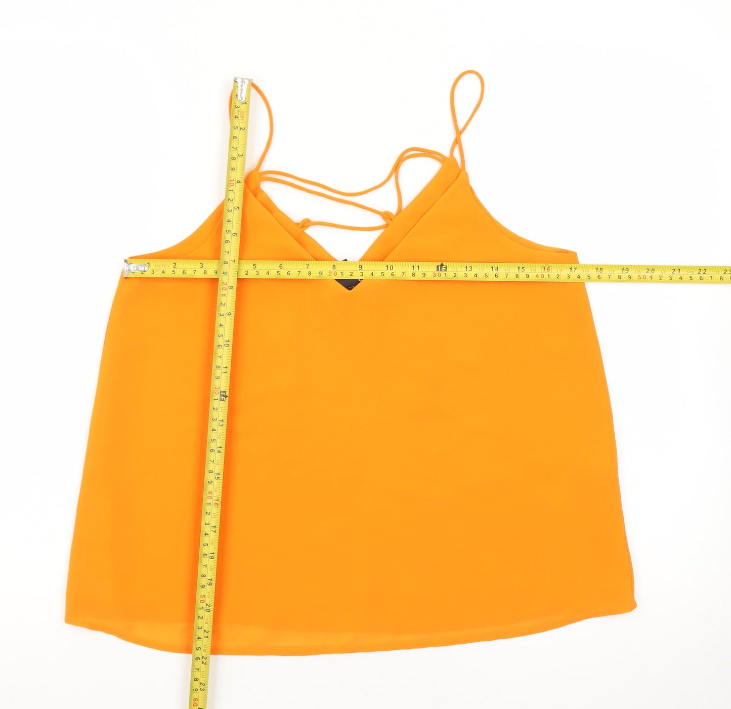 New Look Women's Orange Camisole Tank Top Size 10 V-Neck Spaghetti Strap