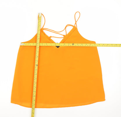 New Look Women's Orange Camisole Tank Top Size 10 V-Neck Spaghetti Strap
