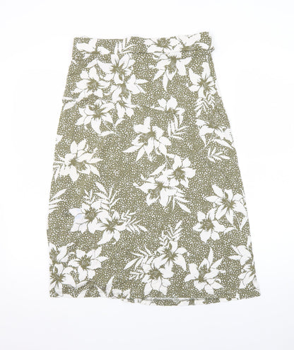 Tu Women Green Floral A-Line Knee Length Cotton Skirt Size 12