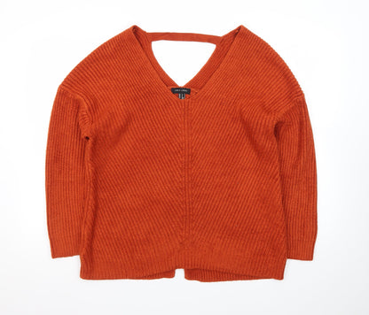 New Look Women’s Orange V-Neck Chunky Knit Jumper Size S