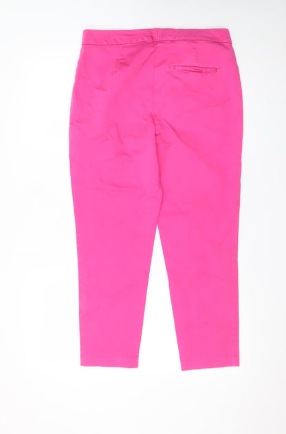Marks and Spencer Women’s Pink Ankle Trousers Size 12 Cotton Stretch