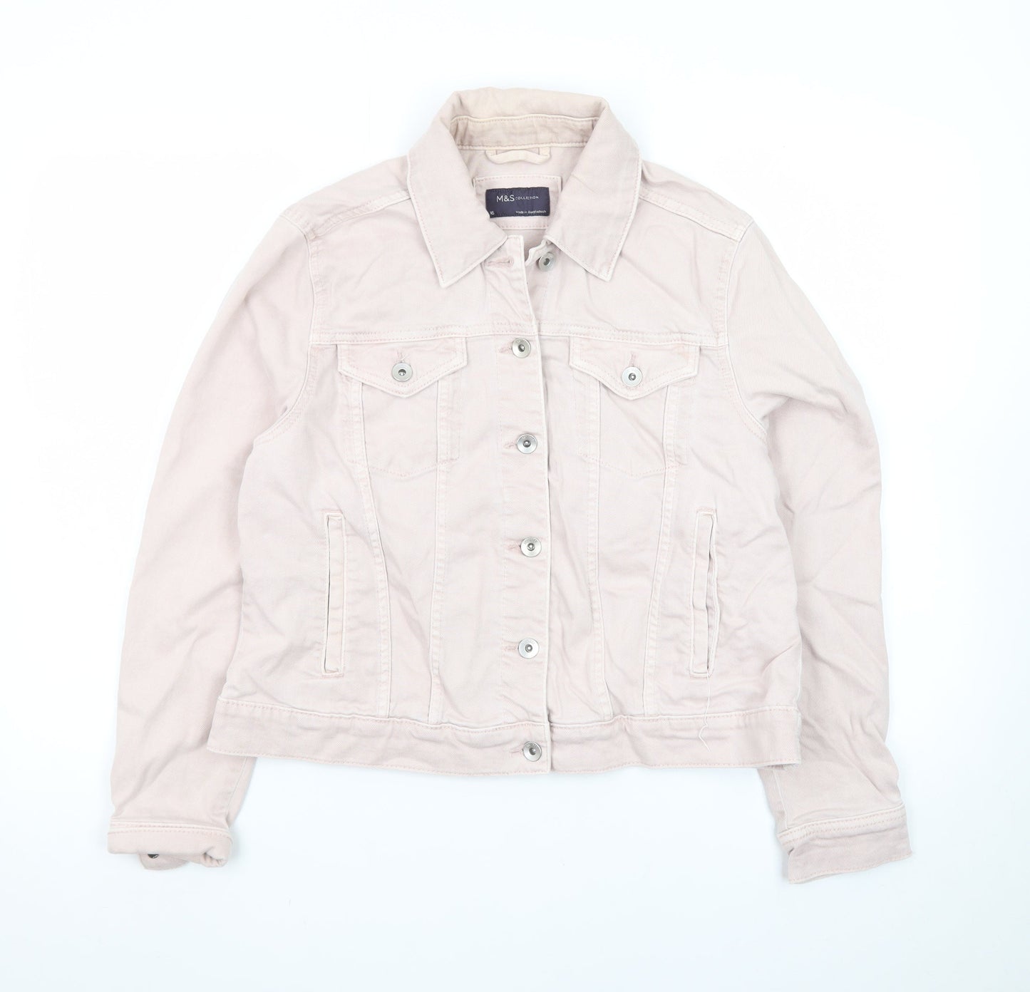 Marks and Spencer Womens Pink Cotton Twill Button Jacket Size 16