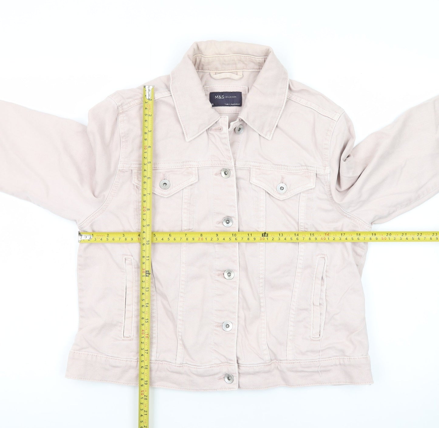 Marks and Spencer Womens Pink Cotton Twill Button Jacket Size 16