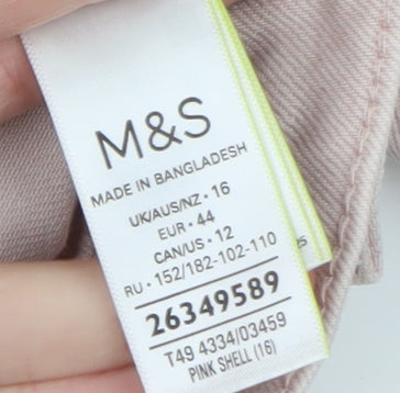 Marks and Spencer Womens Pink Cotton Twill Button Jacket Size 16